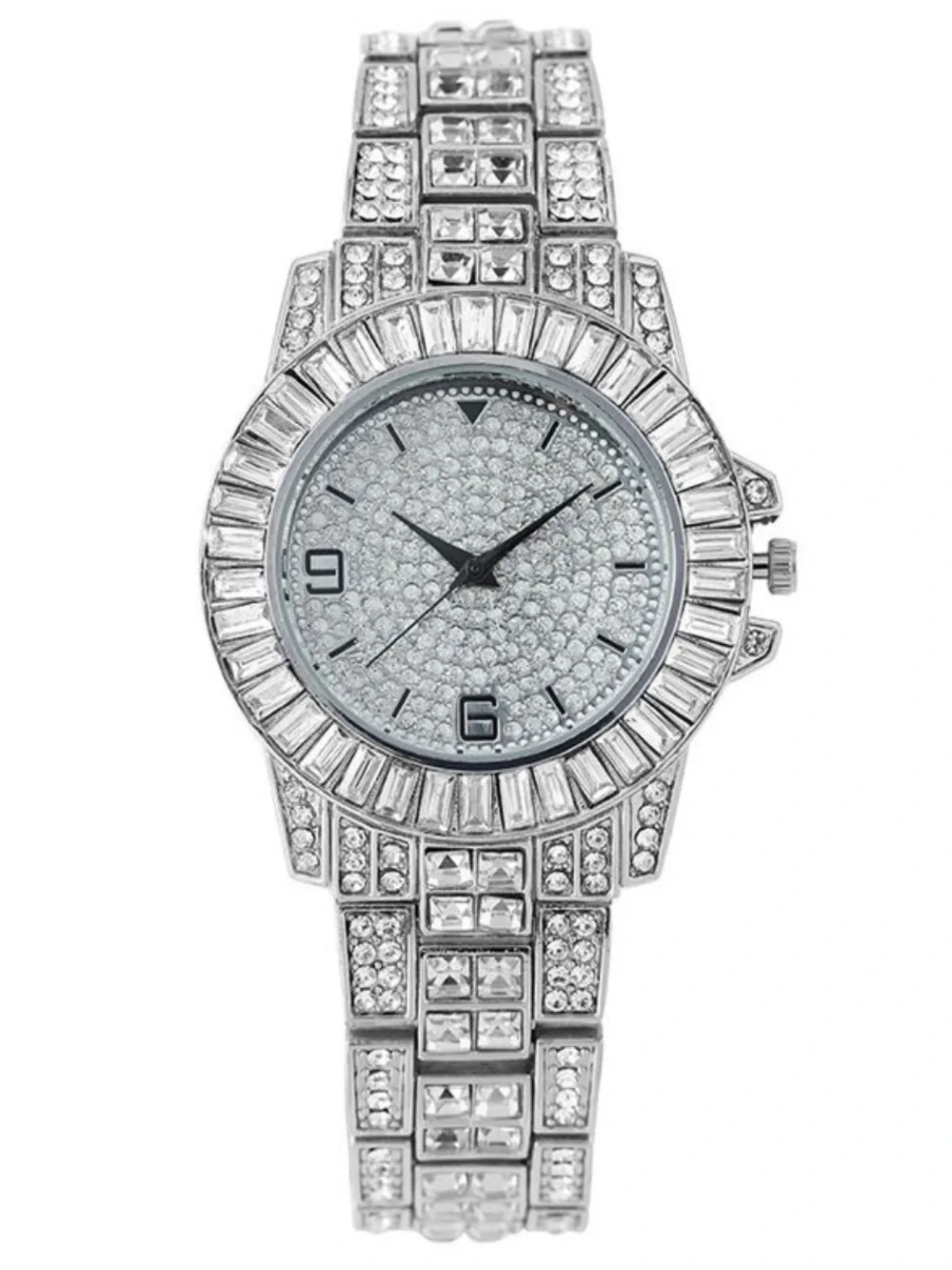 Silver Crystal-Embellished Women’s Bracelet Watch